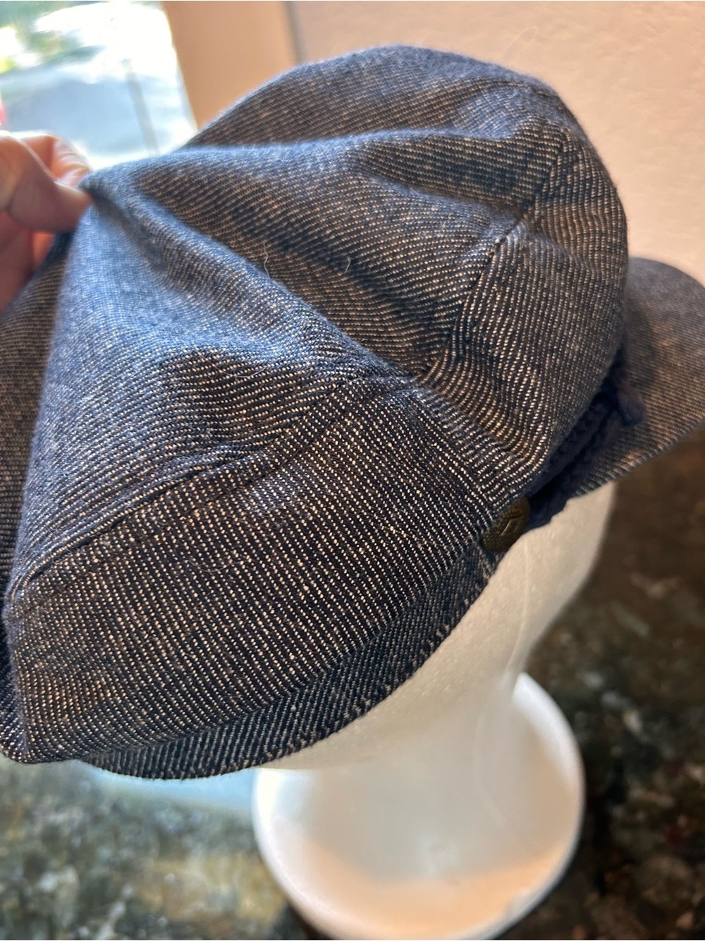 Brixton Cotton/Linen Blend Page Boy Baker Boy Cap. Denim look. 7 1/4. EUC. - Picture 4 of 8